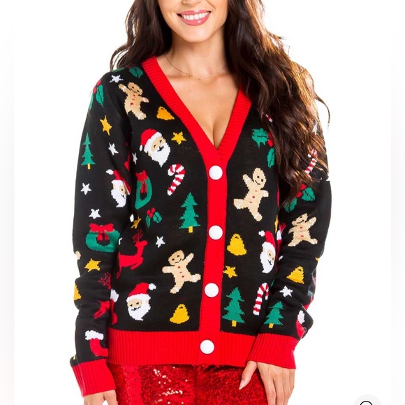 Tipsy Elves Sweaters - Tipsy Elves Women’s Cookie Cutter Cardigan Sweater Size XL Ugly Christmas